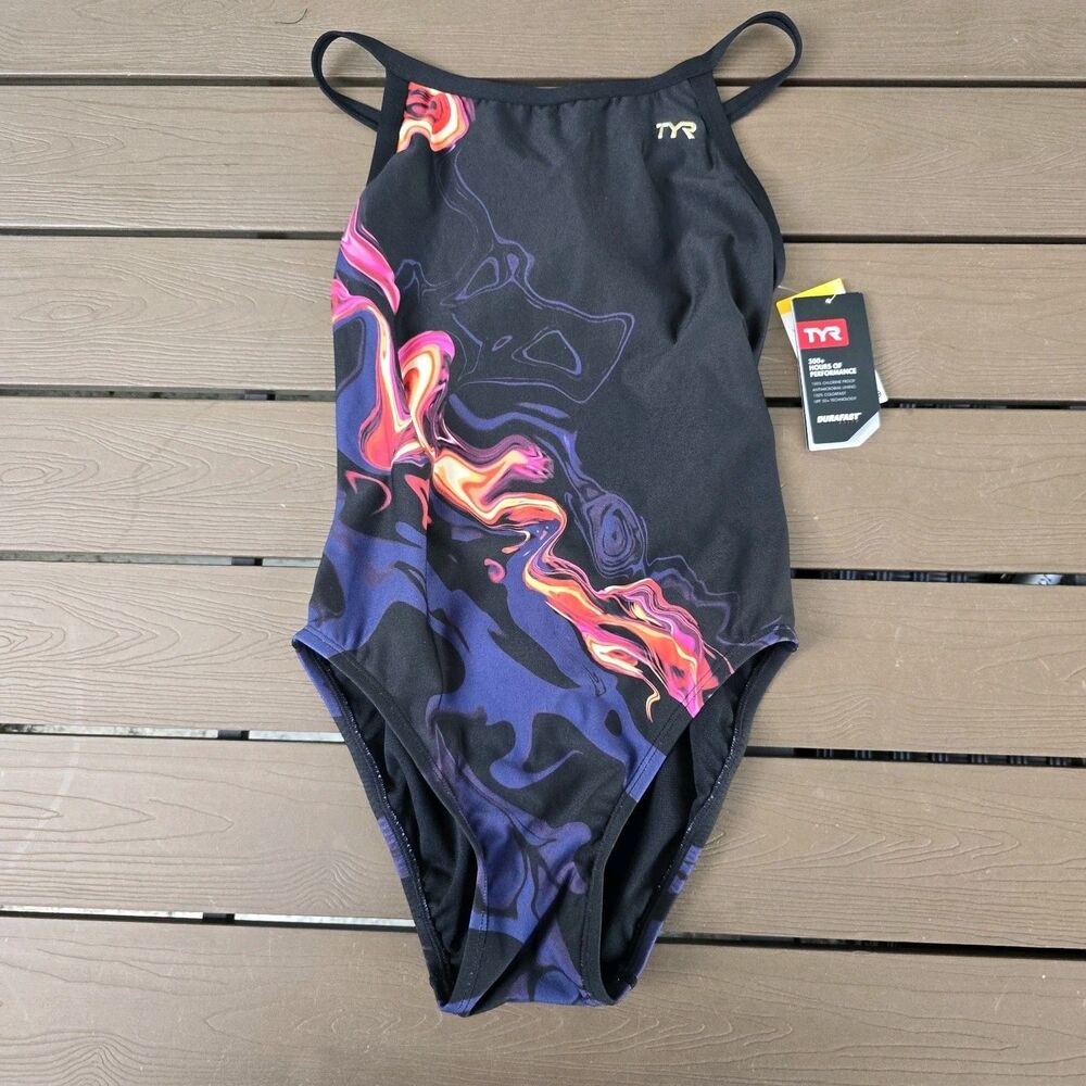 TYR Women's Durafast Elite Torch Multicolor Diamondfit Swimsuit Size 28 New